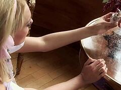 blonde lady moans doggy fucked outdoors piercings glinting