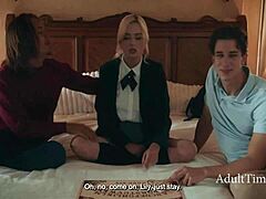 petite 18+ blonde virgin exorcised by stepbrothers' rough double anal creampie threesome destroying her tight holes