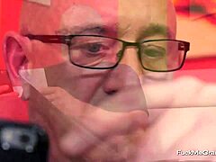 Black-haired babe, ready for grandpa's hard doggystyle pounding?!