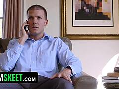 Pervy babysitter gets caught slacking then fucked hard doggystyle by boss at work