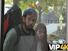 vip4k. sexy european teen with braces seduces daddy on sofa