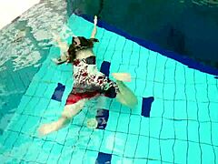 hairy brunette teen marketa swims underwater pussy tease