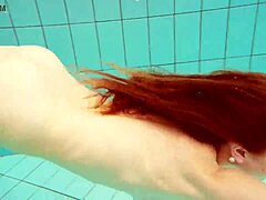 hairy brunette teen marketa swims underwater pussy tease