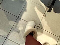 Your Italian stepmom flashes her huge ass and hairy beaver in the dressing room!