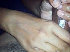 Desi neighbor teen strokes massive cock to explosive cumshot!