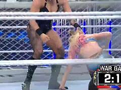 Female wrestlers battle fiercely in survivor series 2022 wargames