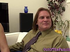 petite teen 18+ gets banged hard by stepmom's husband while she watches