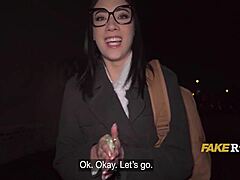 Med Student From Barcelona Picked Up For Outdoor Public Fuck Glasses Nerd Flashing Perky Tits Cowgirl Ride