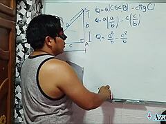 suggestive teacher shows tangent cotangent to nerd student in bedroom