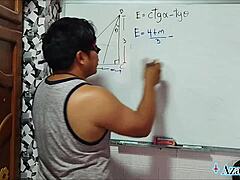 suggestive teacher shows tangent cotangent to nerd student in bedroom