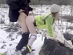 horny girlfriend chokes on deepthroat before public rough doggystyle cumshot