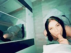 Chubby stepsister seduces brother into her tight anal creampie pounding