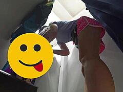 hidden cam spies curvy blonde milf's hairy pussy big ass no panties in fitting room