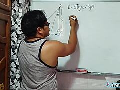 suggestive teacher shows tangent cotangent to nerd student in bedroom