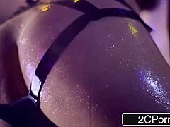 blonde bombshell stripper craves dinosaur cock deep in oiled ass!