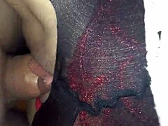 my ex-girlfriend slips into stockings for homemade brunette whore fuck with big cock friend