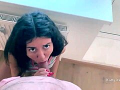 she's so cute taking rough face fucking from monster cock ball licking