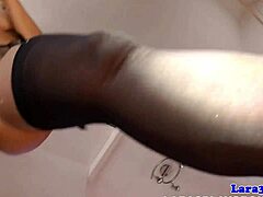 Watch this British milf finger her wet pussy then shove toys deep inside close-up in stockings and heels