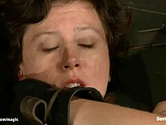 bound big ass slave gags on toy deepthroat while whipped hard in fetish dungeon