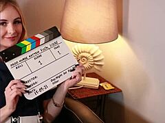 naughty redhead office secretary tempts you to cheat flashing her natural tits