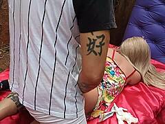 damn, poundin my blonde stepmom fuck doll's tight ass with this real toy