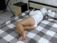 stepmom squeezes her big ass tight for hard stepson assfucking