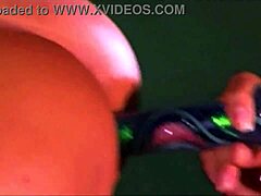 redhead and brunette lick tight pussies with big toy outdoors in heels