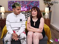 Curvy Horny Divorcee Lucia Bianco Deflowers Young Boy with Big Natural Tits