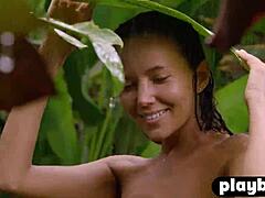 Beautiful Blonde Milf Katya Clover Poses Naked Perfect Body Outdoor Rain Striptease