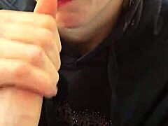 A smoke break turns into her swallowing skinny wife's load