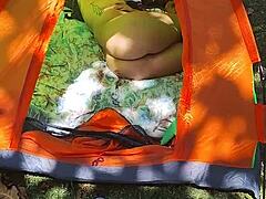 fiery redhead solo masturbates wildly on nude praia do pinho beach in balneario camboriu