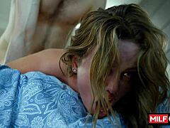 whoa this slutty blonde milf charlie forde slurps wet on nick strokes fat cock then rides shaved pussy hard