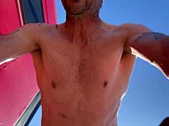 blonde yoga babe's thong panties soaked at beach party?