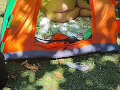 fiery redhead solo masturbates wildly on nude praia do pinho beach in balneario camboriu