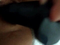 wife teases wet hole with thick homemade dildo play