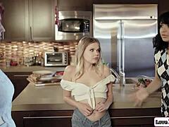 Stepmom licks and fingers stepdaughters to squirting frenzy on Love2Lick