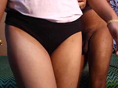 desi wife in sexy dress rides boyfriend rough doggystyle