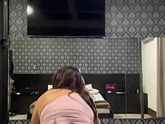 Brunette Mature Rips Clothes Teases Slaps Tits