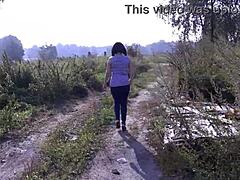 amateur brunette milf unleashes powerful wet hairy pussy piss stream outdoors