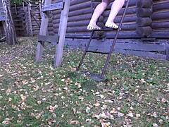 amateur brunette milf unleashes powerful wet hairy pussy piss stream outdoors