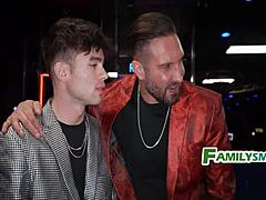 Petite Brunette Teen Stripper Rips Clothes for Stepbro Nightclub First Fuck