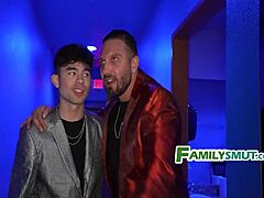 Petite Brunette Teen Stripper Rips Clothes for Stepbro Nightclub First Fuck