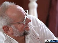 Grandpa rips teen blonde clothes for doggystyle pussy pounding