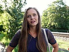 german scout picks natural ready girl with hairy pussy for multiple orgasms in pickup casting