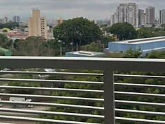 ahh playing with my soaked pussy on the balcony while neighbor spies... oops got too wet!!