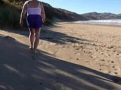 Kiwi Trashy Tattooed Milf Walks Beach In See-Through Then Creampie Fucked Public