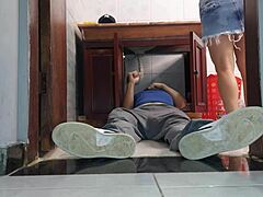 Hey corny wife, want plumber neighbor fucking your bare pussy under miniskirt?