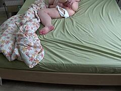 Home Camera Watches Chubby Wife Finger Pussy Cum In White Panties Before Bed