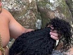 brazilian 45yo milf gives outdoor waterfall fuck to young stud