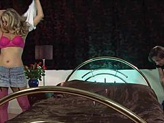 Jordan Kingsley and Kerry Louise lick pussies fingering in lingerie stockings